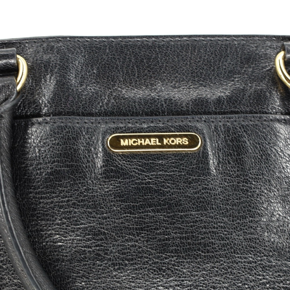 MICHAEL KORS Naomi Large Satchel Black Luxury‎ Leather Zippers Handbag Purse Bag - Picture 8 of 12